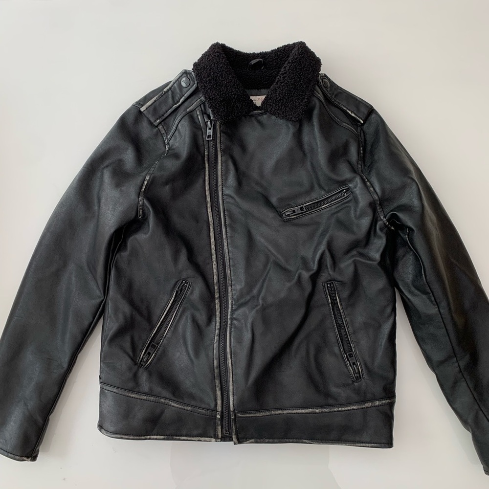 ZARA FLUFFY BOMBER JACKET BLACK WITH WOOL INSIDE KIDS 13-14. FINAL SALE